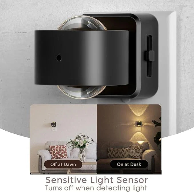 Briignite Night Light Projector, LED Night Lights Plug into Wall, 180° Rotating Night Light for Kids, Dusk to Dawn Sensor, 0-150LM Dimmable, Warm White Ambient Lighting for Bathroom, Gifts, 2 Pack - ModernBath