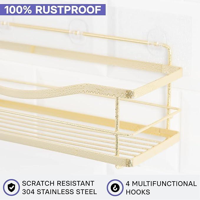 KINCMAX Shower Caddy Organizer - Self Adhesive Wall Shower Shelf - Stainless Steel Bath Shampoo Holder and Storage Rack - ModernBath