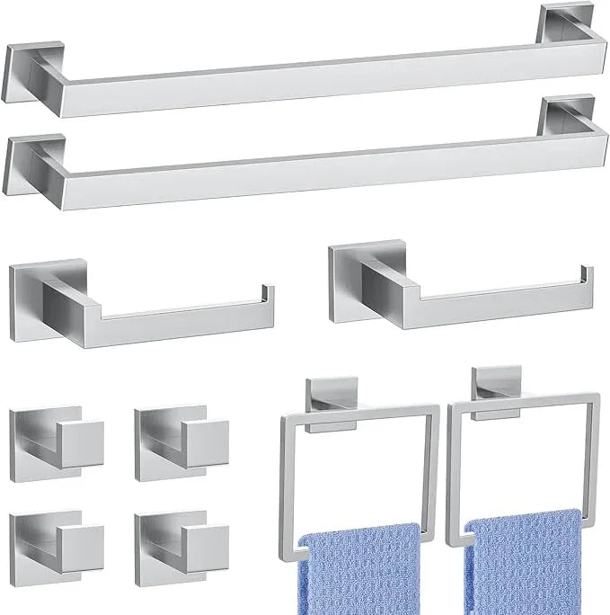 Brushed Nickel Bathroom Hardware Accessories Set 10-Piece Brushed Towel Bar Set Bath Towel Holder Set Stainless Steel Wall Mounted Towel Rack Set,23.6 in - ModernBath