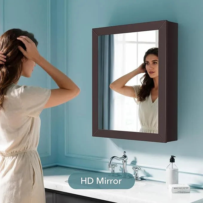 Bathroom Cabinet - Large Single Door 24x30 inchs Wall Cabinet Mirror Medicine Cabinet with Facial Tissues Slot and Multifunctional Storage Area - ModernBath