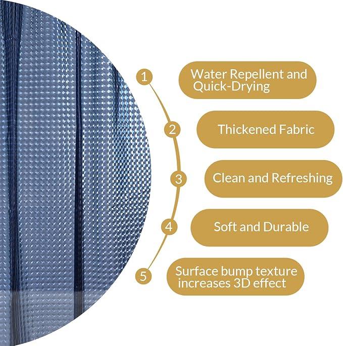NTBAY EVA Semi-Transparent Clear Shower Curtain with Navy Checkered, Water-Repellent Liner with 3 Magnets for Bathroom, 72x72 Inches - ModernBath