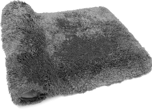 FIFU Bathroom Rugs 20" W x 32" L, Bath Mat for Bathroom, Bedroom, Laundry Room & Kitchen, Non-Slip Rubber Latex Backing, Extra Soft and Absorbent Microfiber Carpet, Machine Washable Rug, Dark Gray - ModernBath