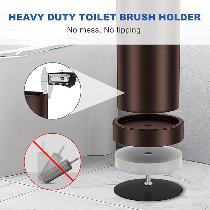 Toilet Brush and Holder Set: 304 Stainless Steel Heavy Duty Toilet Bowl Brush and Holder with Removable Inner Bowl and Splash Protection, Modern Long Handle Bathroom Cleaning Tool - ModernBath