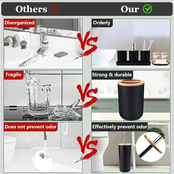 SLDIYWOW Black Bathroom Accessories Set, Bathroom Sets with Shower Curtain and Rugs for Home Decor/Housewarming - ModernBath
