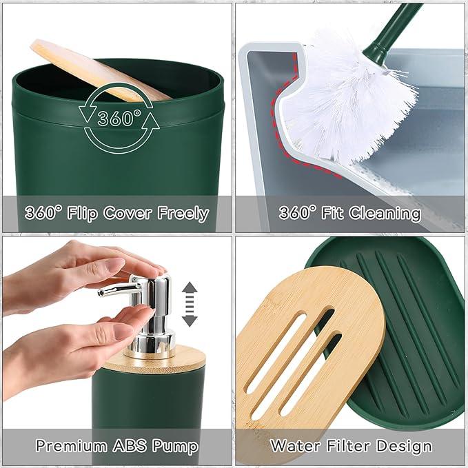 iMucci Bathroom Accessories Bathroom Sets with Shower Curtain, Bath Towel Set, Trash Can, Toilet Brush, Soap Dispenser, Bathroom Accessories Set Complete - ModernBath