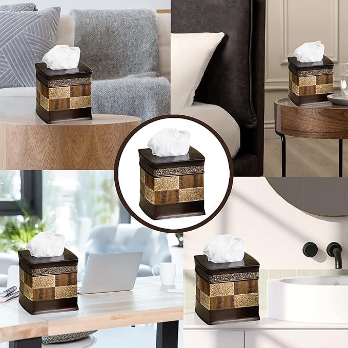 Zahari Home 2pc Zambia Animal Print Bath Accessories Set Waste Basket & Tissue Box Modern Classic Contemporary Decorative Beautiful Designs Bathroom Decor Set for Home Luxury Bath Set - ModernBath