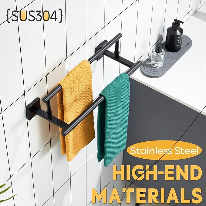 KOKOSIRI Bathroom Towel Bars 16 Inch Towel Rails Matte Black 40CM Hand Towel Holder for Kitchen Garage Wall Stainless Steel B5009BK-L16 - ModernBath