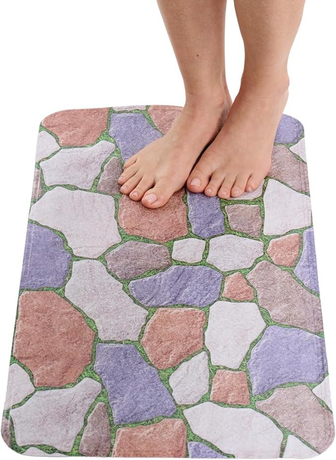 ENKOSI Non Slip Shower Mat – Bath Mat for Tub and Shower Floors – Anti Slip Bathtub Mat with Strong Suction Cup Grip – Unique Design Soft Bathroom Mat for Inside Baths and Showers (28x16 Stone Path) - ModernBath