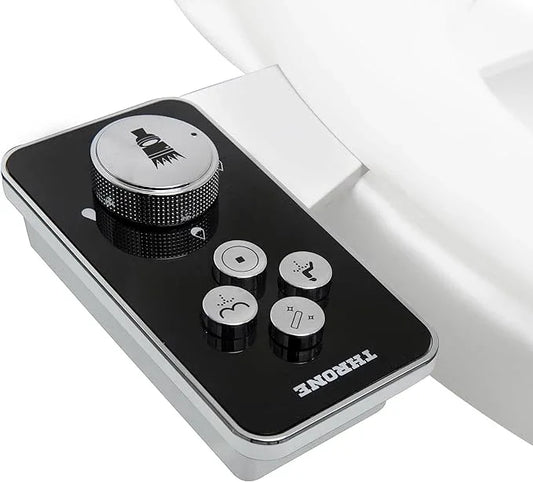 Throne Bidet Attachment - USA Patented - Non-Electric Self Cleaning Water Sprayer Toilet Bidet Seat Attachment, Double Nozzle (Frontal & Rear Wash), Easy Install (Black) - ModernBath