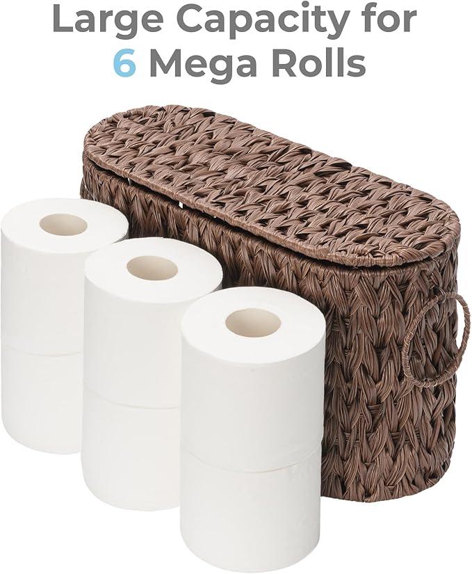 GRANNY SAYS Toilet Paper Storage Basket with Lid, Woven Toilet Paper Holder, Waterproof Bathroom Organizers and Storage, Wicker Basket for Bathroom Storage, Brown - ModernBath