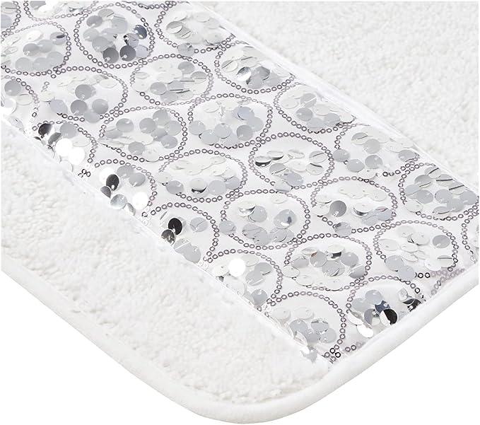 Zahari Home Sinatra Modern Bathroom Rug Classic Luxury Bath Rug Contemporary Decor Stylish Bath Mat for Shower Unique Design White Bathroom Rug Bath Shower Tub Decor Bling - ModernBath