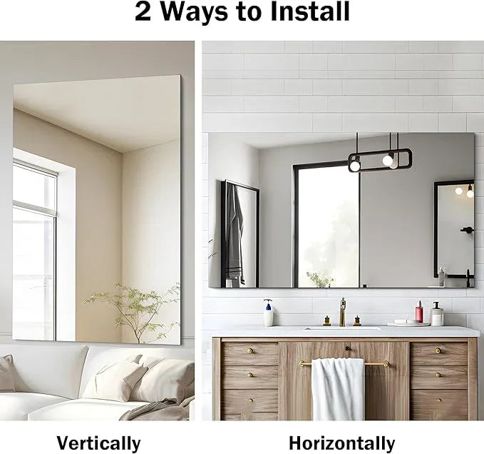 CILIBER Frameless Mirror, 30x48 inch Rectangle Bathroom Mirrors for Wall, Upgraded Shatterproof Large Vanity Mirror Over Sink with Polished Edge for Bathroom,Bedroom,Living Room and Entryway - ModernBath
