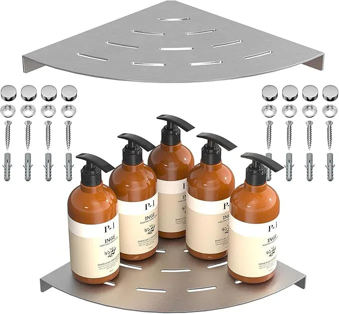 2 Pack Corner Shower Shelves Load Capacity 40 lbs 304 Stainless Steel Shower Corner Shelf Will not Rust 8in Shower Shelf for Inside Shower Brushed Nickel Drilling Installation - ModernBath