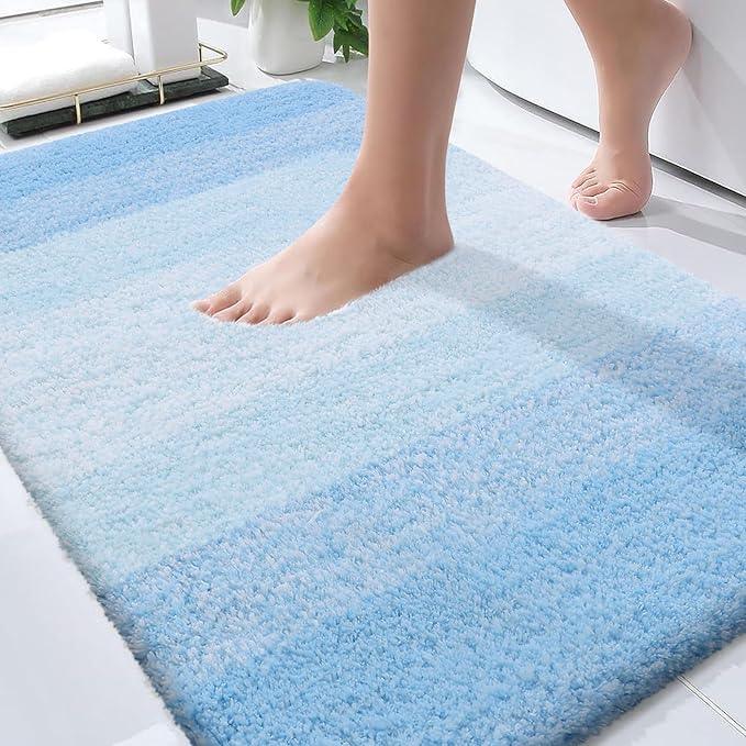 OLANLY Bathroom Rugs Mat 30x20, Extra Soft Absorbent Microfiber Bath Rugs, Rubber Backing, Quick Dry, Machine Washable Bath Mats for Bathroom Floor, Tub and Shower, Home Decor Accessories, Sky Blue - ModernBath