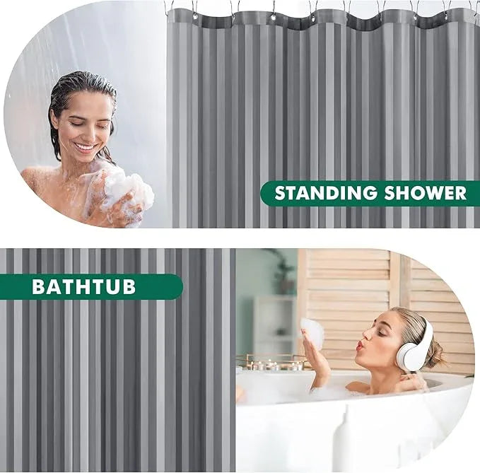 Biscaynebay Fabric Shower Curtain Liner 72" x 72", Dark Grey Water Repellent Stripes Bathroom Curtains Machine Washable - ModernBath