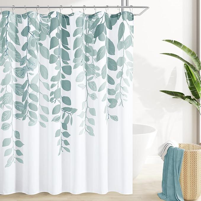 BOODII Light Blue Shower Curtain for Bathroom Botanical Eucalyptus Nature Eucalyptus Shower Curtain Set Floral Leaves Waterproof Bathroom Bath Curtains with Hooks 72x72 - ModernBath