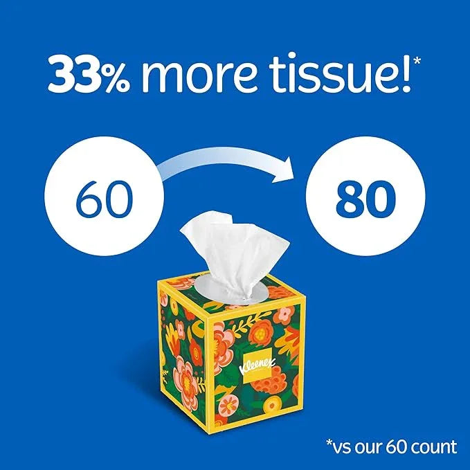 Kleenex Ultra Soft Facial Tissues, 8 Cube Boxes, 80 Tissues per Box, 3-Ply, Packaging May Vary (Pack of 2) - ModernBath