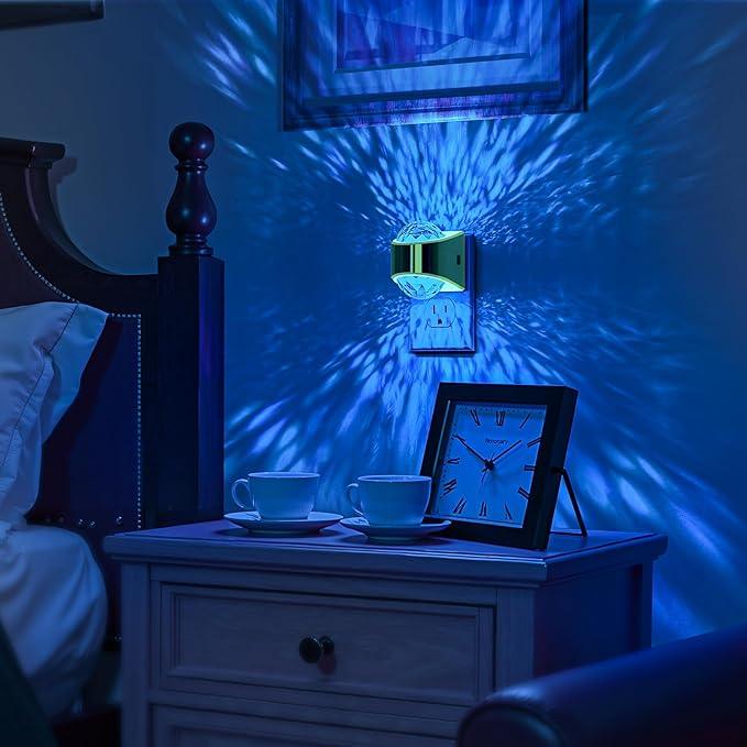 Night Lights Plug into Wall, Star Projector for Bedroom, Gold Night Light Projector for Kids, 9-Color RGB Galaxy Nightlight with Dusk to Dawn Sensor for Bathroom, Home Gaming Room Decor Gifts, 2pack - ModernBath