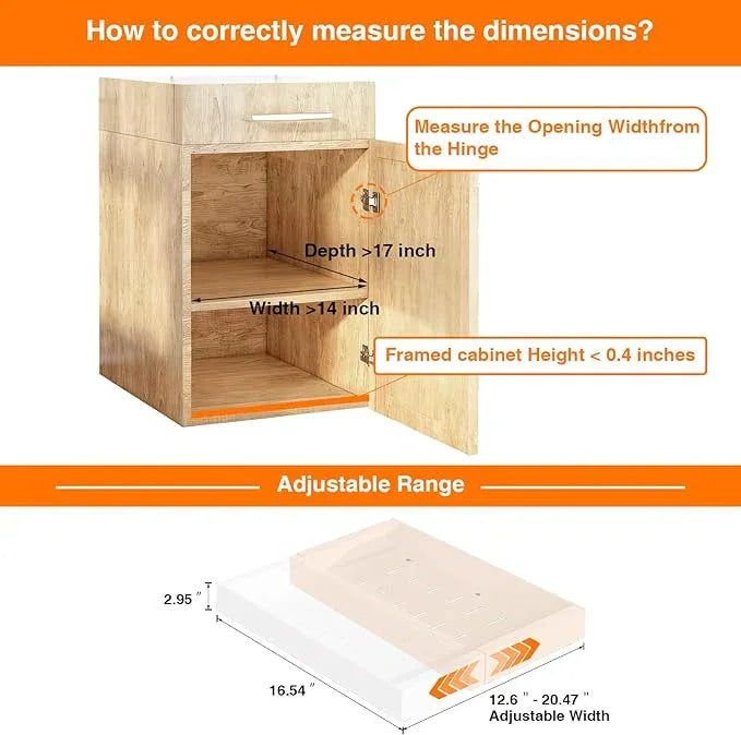 LEGUANG Expandable Pull-Out Cabinet Organizers (12.6-20.4" W x 16.54" D) - Upgraded 3 Quiet Slide Rails, Nano-Film Adhesive Fixing, White, Fit Kitchen/Living Room/Bathroom/Vanity - ModernBath