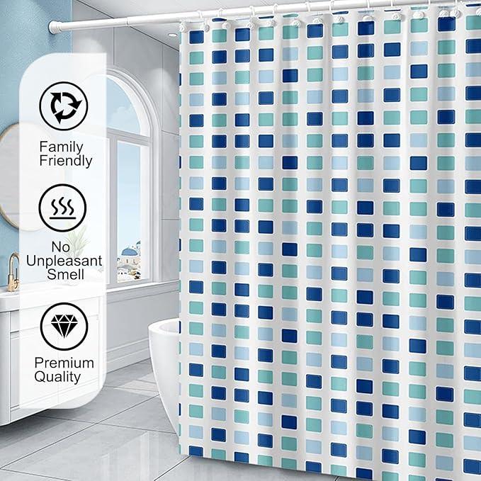 TIKABC Shower Curtain Liner, 4G PEVA Shower Liner, Plastic Waterproof Shower Curtains, 72x72 inch with Grommet Holes 3 Magnetic Weights - ModernBath