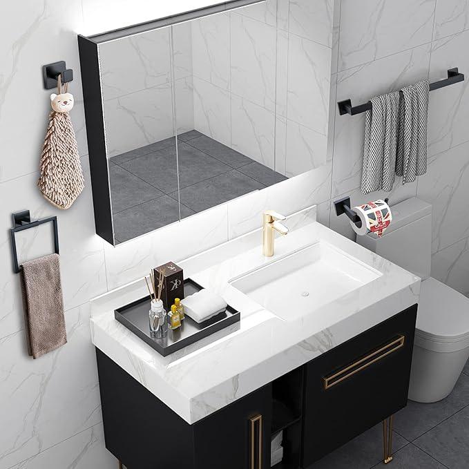 Matte Black Bathroom Accessories Bath Accessories Set Towel Racks for Bathroom Towel Holder Black Bathroom Hardware Set Black Bathroom Towel bar Sets Stainless Steel Bath Accessories kit 23.6 Inch - ModernBath