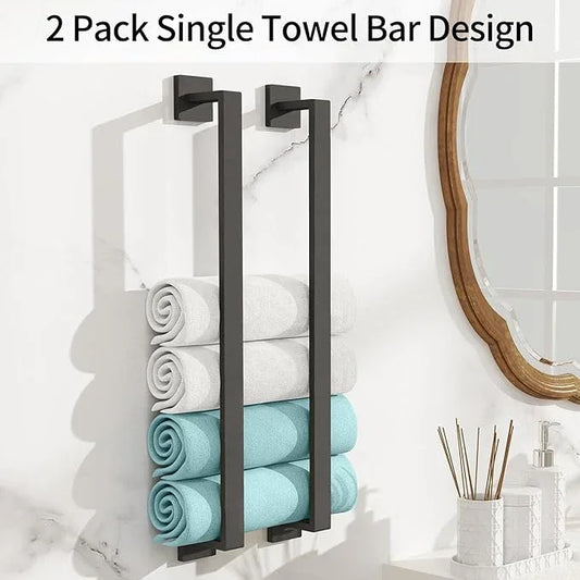 Bathroom Towel Bar,24 Inch Towel Racks for Bathroom Wall Mounted,Stainless Steel Towel Rail Hanger for Wall,Matte Black Towel Holder for Wall, Kitchen(2 Pack) - ModernBath