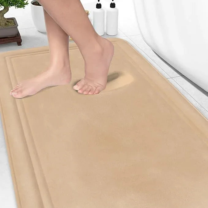 ITSOFT Memory Foam Bath Mat 59x23, Non Slip, Machine Washable, Quick Dry & Absorbent Rugs, Bath Mats for Bathroom Floor, Tub & Shower, Bathroom Rug, Beige - ModernBath