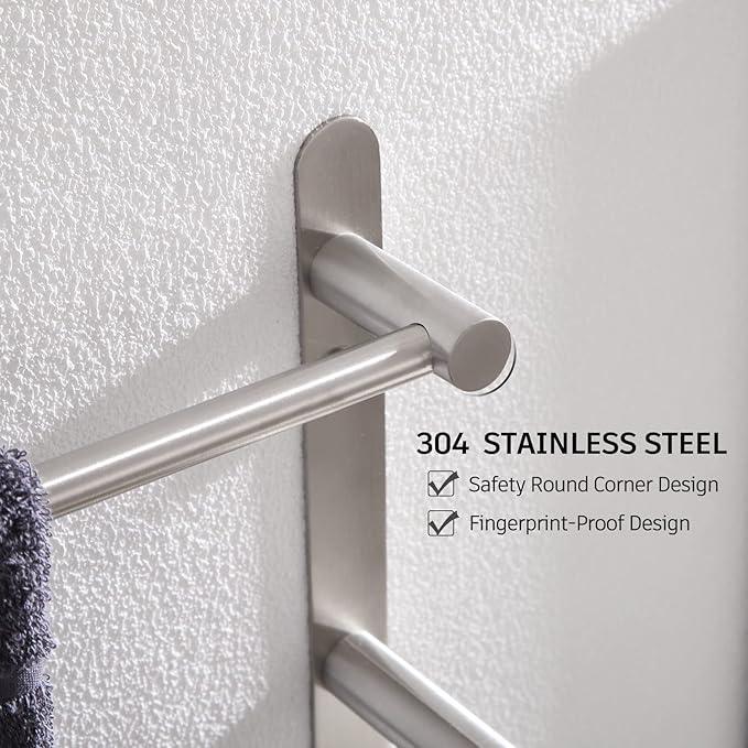 KOKOSIRI Bath Towel Bars Stainless Steel Bathroom 3-Tiers Ladder Towel Rack Wall Mount Towels Shelves, Brushed Nickel, B5002BR-L24 - ModernBath