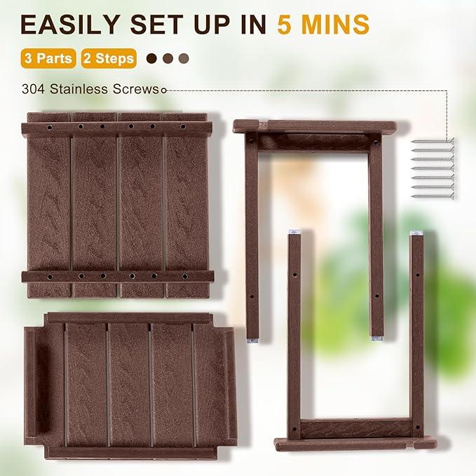 nalone Shower Bench, HDPE Shower Benches for Inside Shower, Small Shower Chair Seat for Shaving Legs with Storage Shelf & Handles, Indoor and Outdoor Use (Wood) - ModernBath
