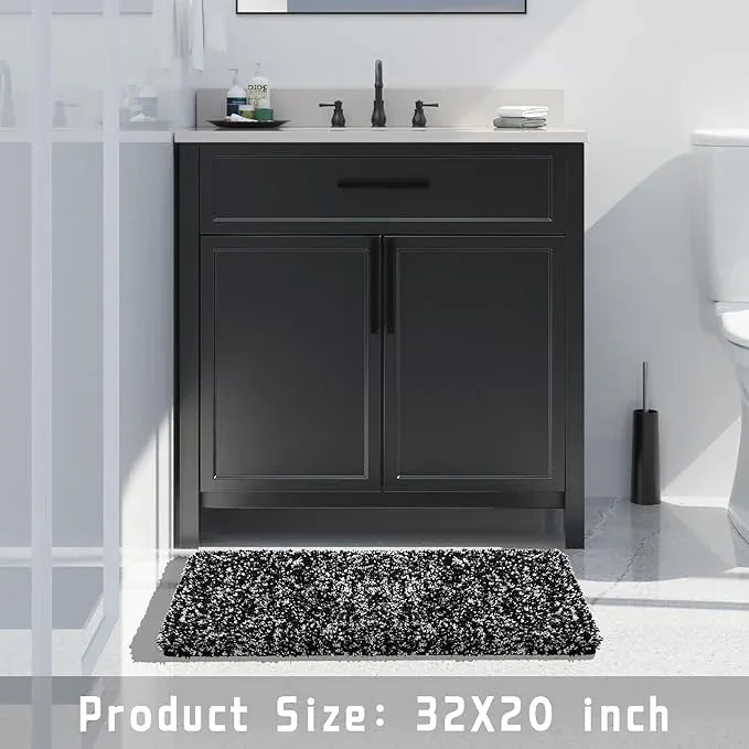 Yimobra Bath Rugs for Bathroom 32x20, Ultra Soft and Water Absorbent Bath Mats, Non Slip Plush Shower Rugs, Microfiber Thick Matts for Bathroom Floor/Tub, Machine Washable, 32"x 20", Black and White - ModernBath