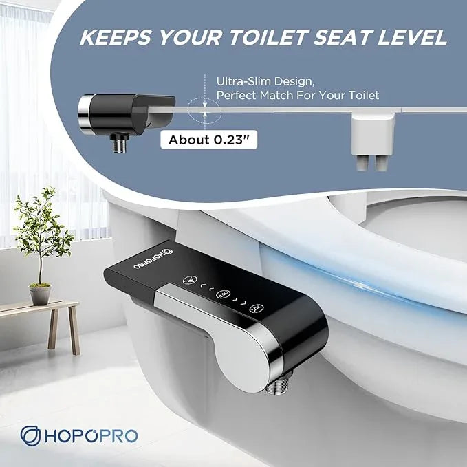 HOPOPRO Toilet Bidet Tank Replacement Cover, Bidet Ultra-Slim Dual Nozzle (Feminine/Rear Wash), Fresh Cold Water Sprayer Toilet Tank Seat for Existing Toilets with Pressure Control, Black - ModernBath