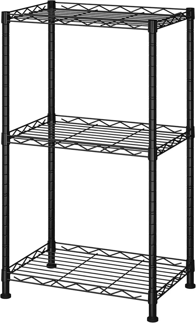 HOMEFORT Storage Shelves, 3-Wire Shelving, Metal Shelving Unit Adjustable Storage Shelves Rack for Kitchen, Pantry, Bathroom, Black, 15.7" W x 11.4" D x 30" H - ModernBath