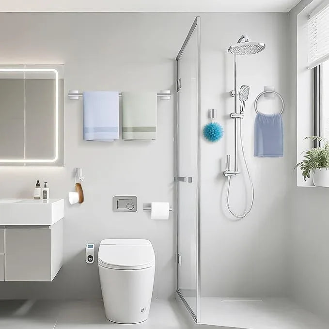 TURS Brushed Nickel 5-Pieces Bathroom Hardware Set SUS304 Stainless Steel Towel Bar Set Wall Mounted 23.6 Inch Towel Racks for Bathroom Squared - ModernBath