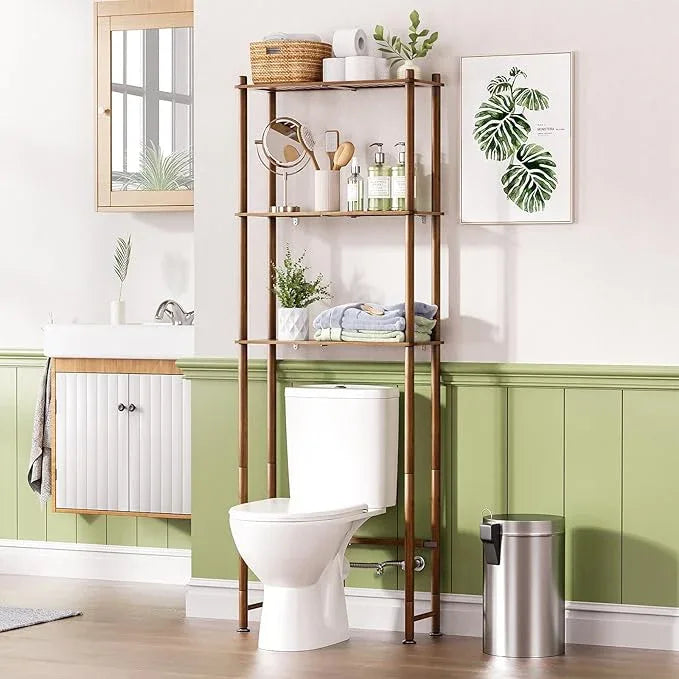 AmazerBath Bamboo Over The Toilet Storage Shelf, Over Toilet Bathroom Organizer Rack, 3-Tier Bathroom Shelves Over Toilet, Space Saver, Walnut Brown - ModernBath