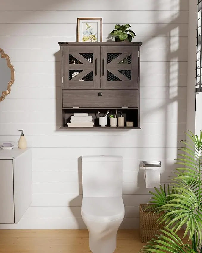 Bathroom Wall Cabinet with 2 Door Adjustable Shelves, Over The Toilet Storage Wall Mounted Medicine Cabinets for Bathroom Laundry Room - ModernBath