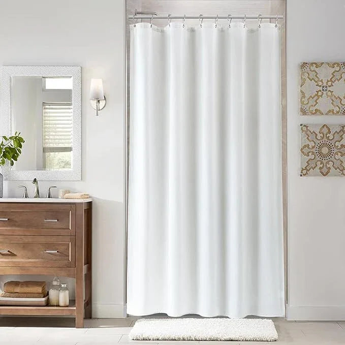Naturoom 60 Inch White Shower Curtain, Linen Textured Fabric Shower Curtain Set with Hooks, Simple Elegant Modern Farmhouse Country Ultra Thick Bath Curtains for Bathroom,Water Repellent,60x72 - ModernBath