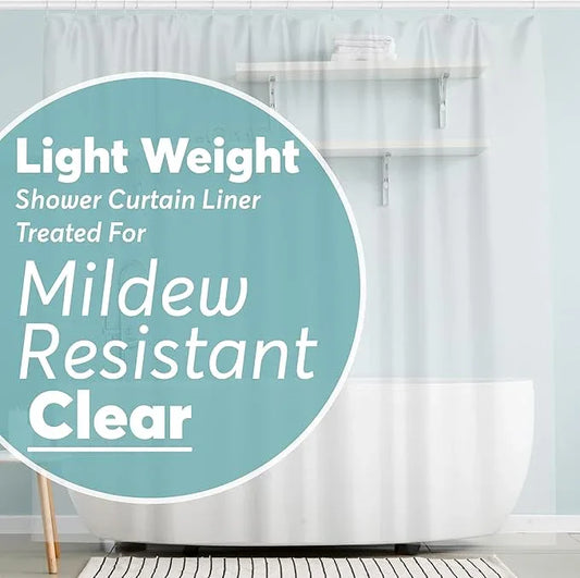 BigFoot Shower Curtain Liner – 72 x 72 PEVA Light Weight Shower Curtain with 12 Rustproof Metal Grommet and 3 Magnetic Weights – Odor Free and Compatible with Standard Showers, Clear - ModernBath