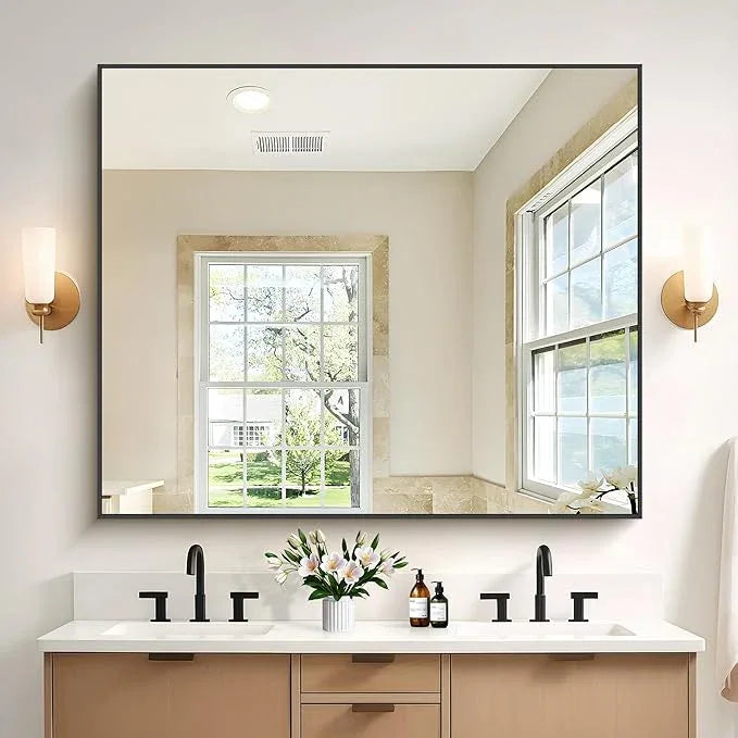 COFENY 40x48inch Black Bathroom Mirror, Black Rectangle Mirror with Frame, Large Rectangular Wall Mirrors for Bathroom, Living Room, Hair Salon, Big Farmhouse Mirror Hang Horizontal/Vertical - ModernBath