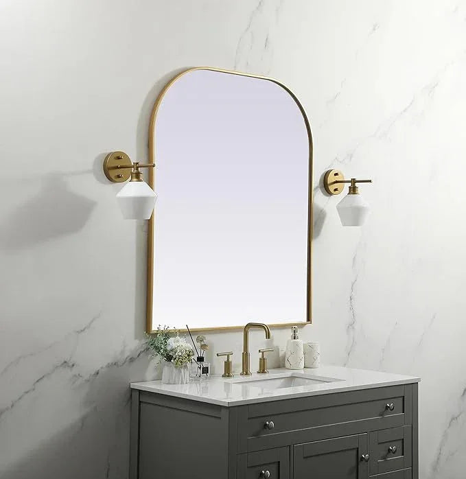 Illuminate, Metal Frame Arch Mirror 36X42 Inch in, Modern, Brass - ModernBath