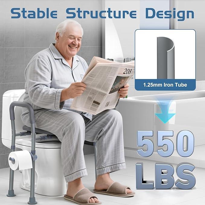 Dedibody Toilet Seat Risers for Seniors, Raised Toilet Seat with Handles, Adjustable Height & Width, Heavy Duty Up to 550lb Handicap Elevated Toilet Seat for Elderly, Pregnant, Fit Any Toilet - ModernBath