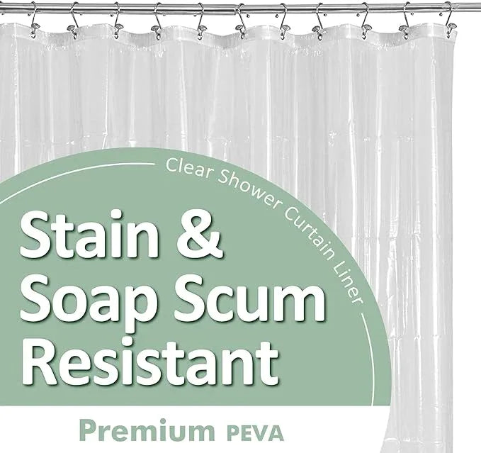 Barossa Design Plastic Shower Liner Clear - Premium PEVA Shower Curtain Liner with Rustproof Grommets and 3 Magnets, Waterproof Cute Lightweight Standard Size Bathroom Curtains - Clear - ModernBath