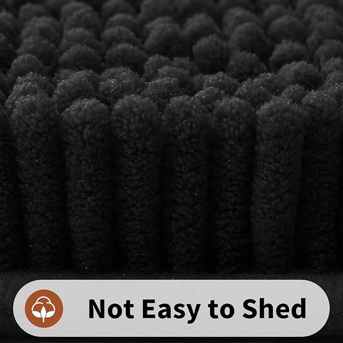 Yimobra Toilet Rugs U Shaped Washable - 24"x20" Non Slip Plush Contour Bath Rugs for Toilet - Super Soft Absorbent Quick Dry Toilet Mats for Bathroom,Black - ModernBath