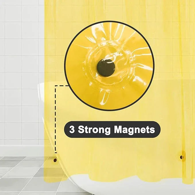 Barossa Design Clear Yellow Shower Curtain Liner - Premium PEVA Shower Liner with 3 Magnets & Metal Grommets, Waterproof Lightweight Standard Size Curtains for Bathroom - Translucent Yellow - ModernBath