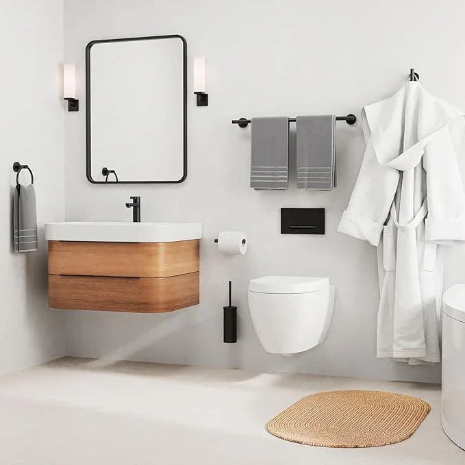 Matte Black Towel Bar Set, Modern 24 Inch Bathroom Hardware Set, Wall Mounted Bathroom Accessories Set, Durable SUS304 Stainless Steel, 4-Piece - ModernBath