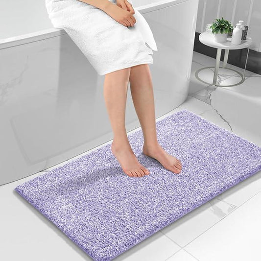 Yimobra Long Bathroom Rug Non Slip Washable, Soft Absorbent Microfiber Bath Mat, Dual-Tone Decor Rug with Rubber Backing for Bathroom Floor Tub and Shower,44x24,Home Essentials,Purple and White - ModernBath