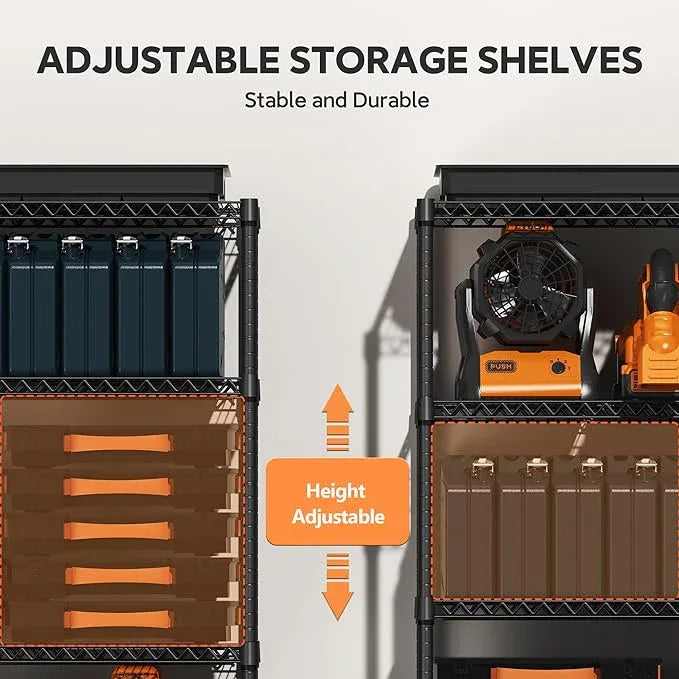 4 Tiers Storage Shelves Load 1400LBS, Metal Shelving Wire Metal Shelving Unit Shelves for Storage Adjustable Garage Shelving for Pantry Kitchen Garage Black 17.7" D x 47.3" W x 62.7" H - ModernBath