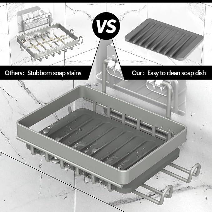 BATHDESIGN Shower Caddy Shelves Organizer Rack, 3 Pack Shower Caddy with Soap Holder, No Drilling Wall Mounted Self Adhesive Shower Shelves for Inside Shower, Paint Nickel - ModernBath