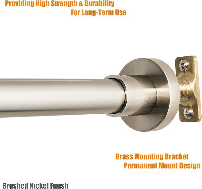 Artiwell Heavy Duty Shower Rod, Adjustable Shower Curtain Rod, Expandable 47-84 Inch, Permanent Mount Shower Rod, Never Rust Stainless Steel For Window Curtain and Closet, Brushed Nickel - ModernBath
