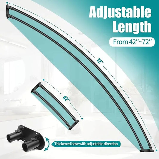 Anndason Double Curved Shower Curtain Rod 42 to 72 Inches Elegant Double Shower Curtain Rod Adjustable Wall Mounted Double Shower Curtain Pole for Bathroom (Black, 42 to 72") - ModernBath