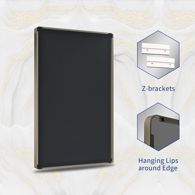 WEER 28x36 Inch Bronze Bathroom Mirror for Vanity, Brushed Bronze Metal Frame Mirror for Wall, Rounded Rectangle Bronze Frame Mirror with Tempered Glass, Anti-Rust (Horizontal/Vertical) - ModernBath